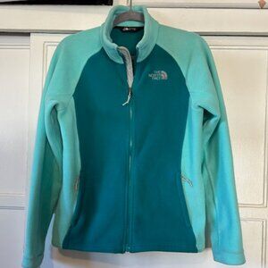 The North Face Two Tone Fleece Collared Jacket Women's Size Medium Teal Mint